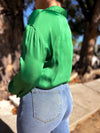 Kelly Green Buttom Blouse