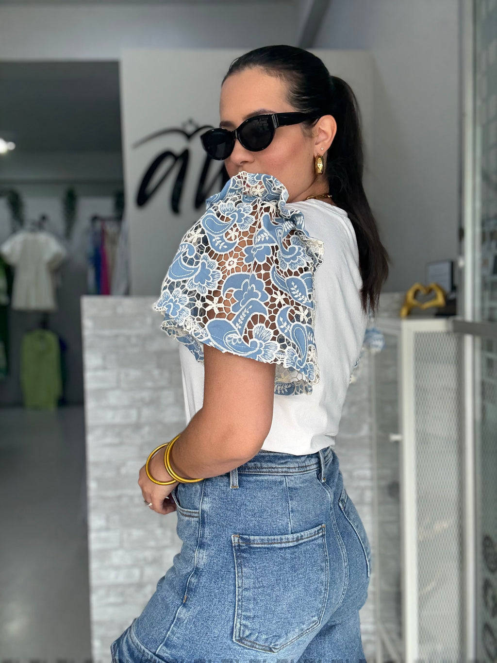Lace Sleeves T-Shirt