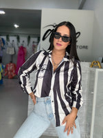 Stripes Printed Black Blouse