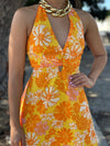 Orange Flowers Halter Dress