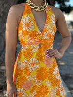 Orange Flowers Halter Dress