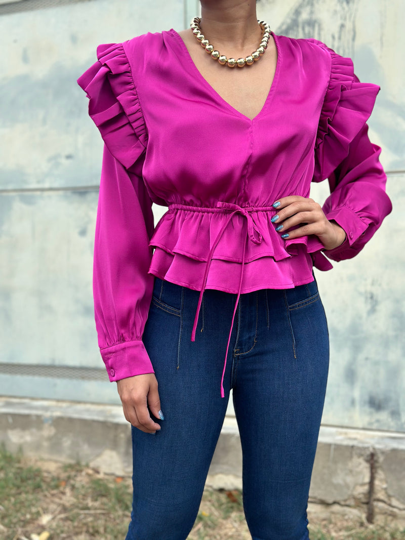 Magenta Ruffles Blouse