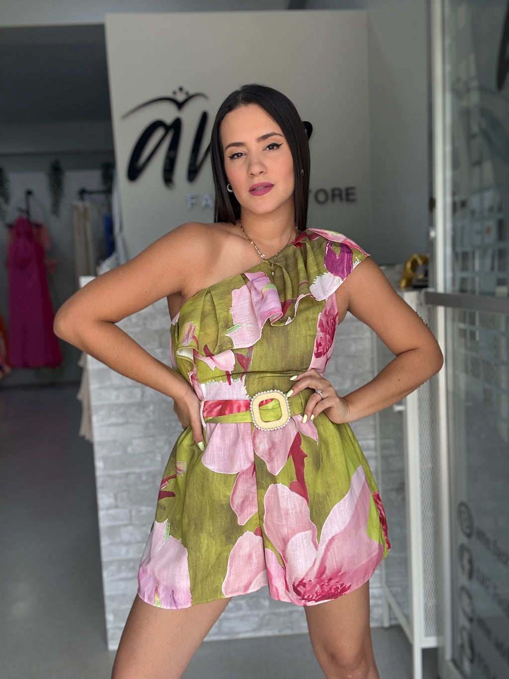 Green Tropical Romper
