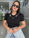 Black Rhinestones Top