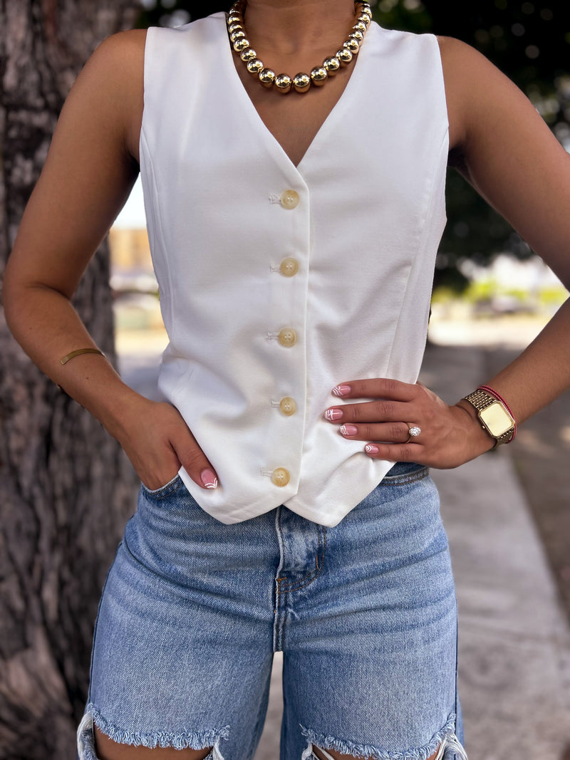 White Vest Blazer