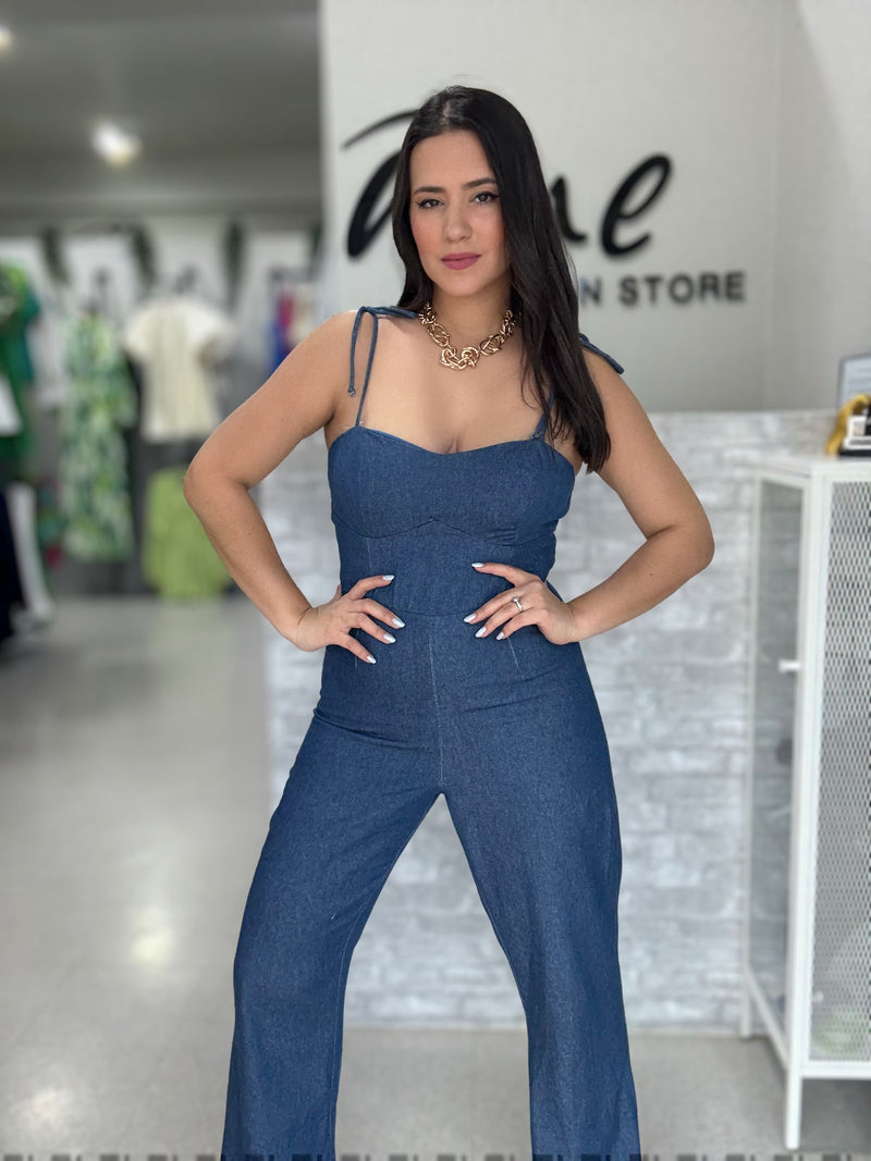 Flare Denim Jumpsuit