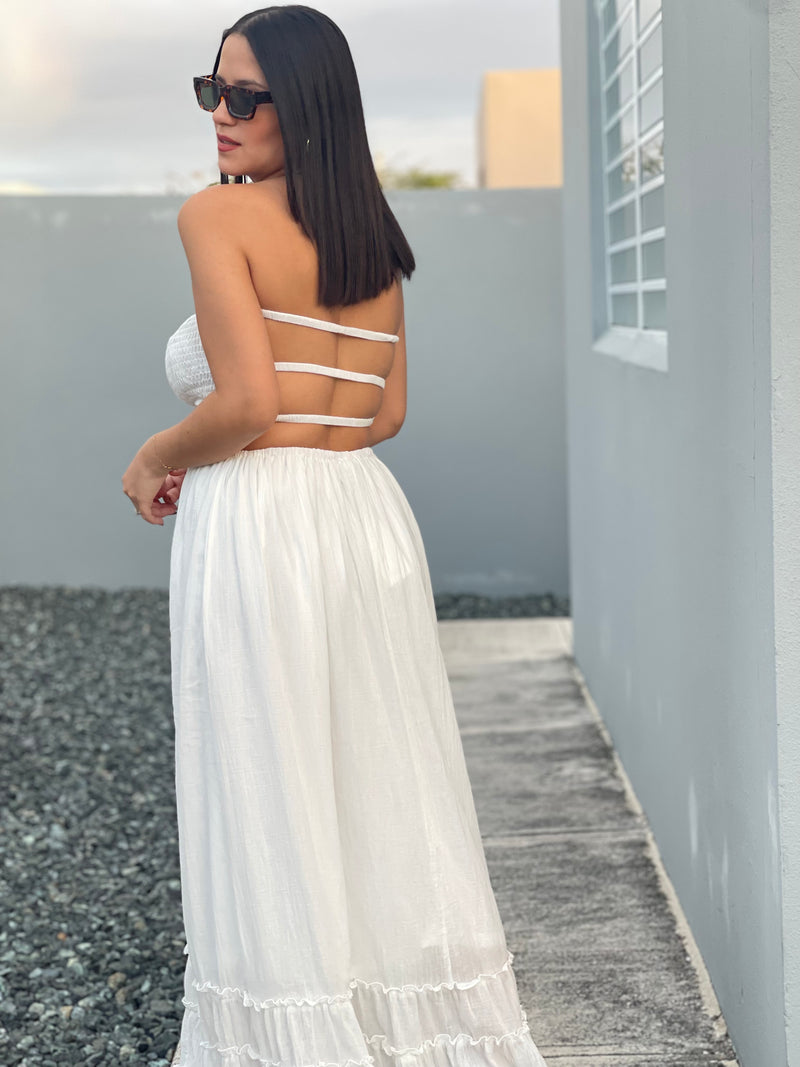 White Strapless Maxi Dress