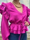 Magenta Ruffles Blouse