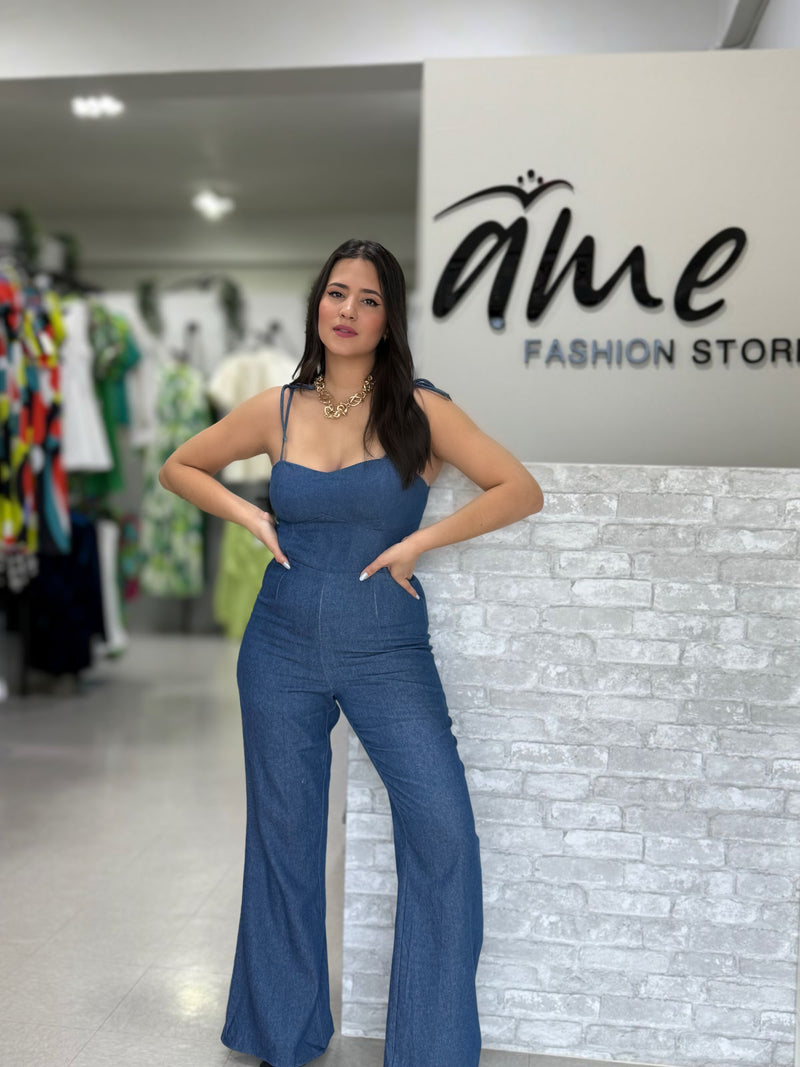Flare Denim Jumpsuit