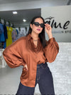 Brown Satin Shirt