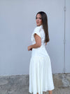 Midi Ivory Belt Dress