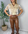 Brown Leather Wide Leg Bottom