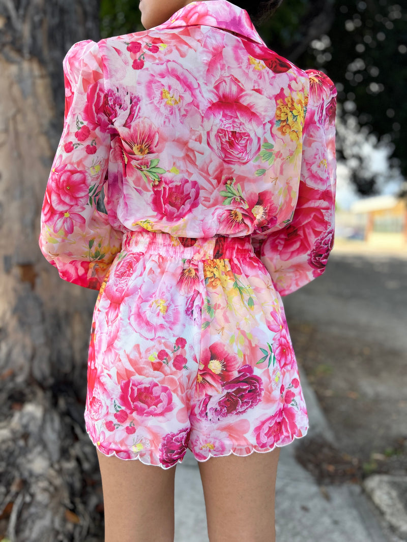 Pink Floral Romper