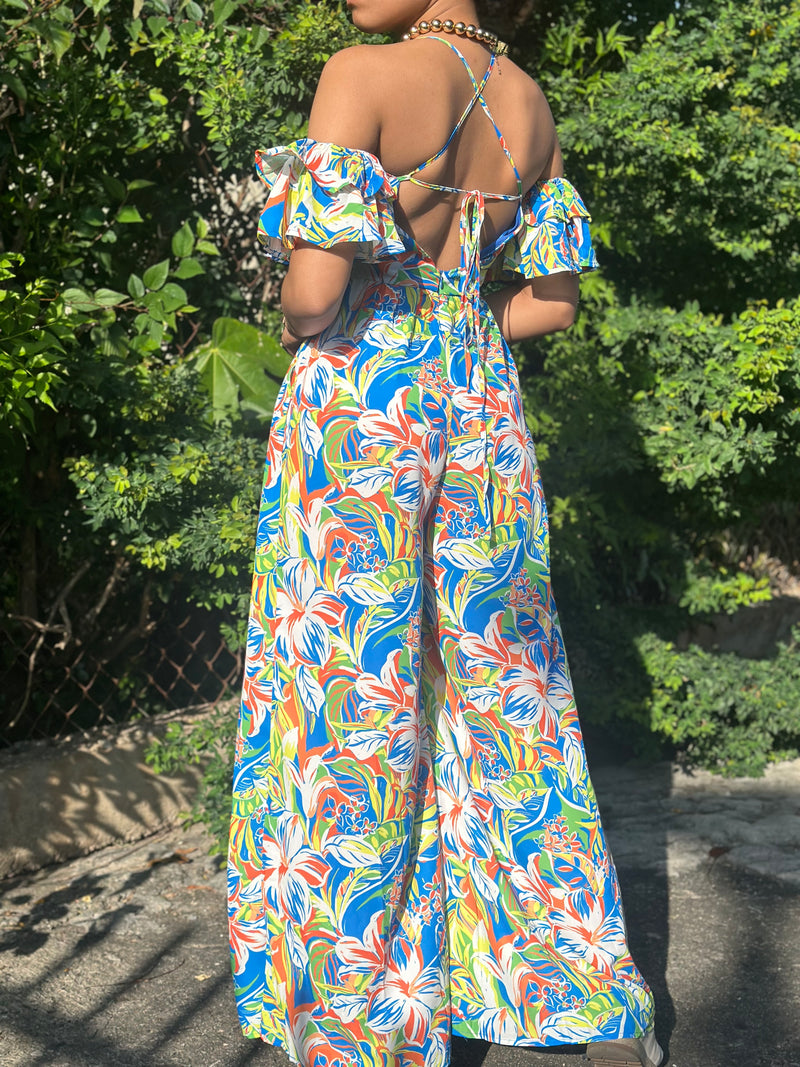 Blue Tropical Jumpsuit