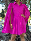 Magenta Cape Short Dress