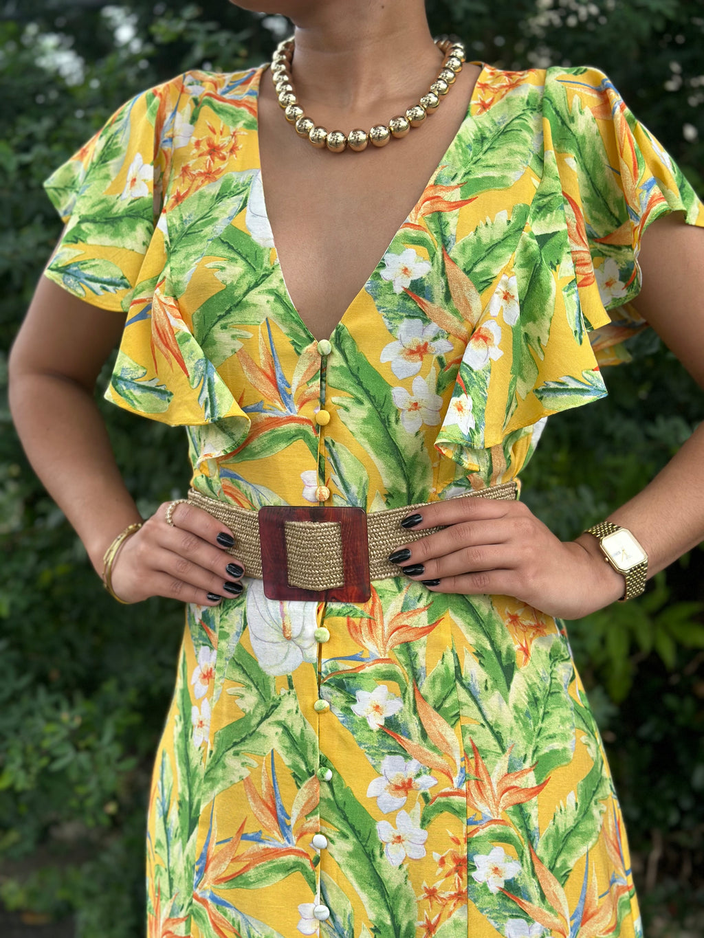 Yellow Print Dress