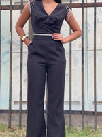 Black Rhinestones Jumpsuit