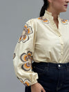 Embroidery Flower Cream Blouse