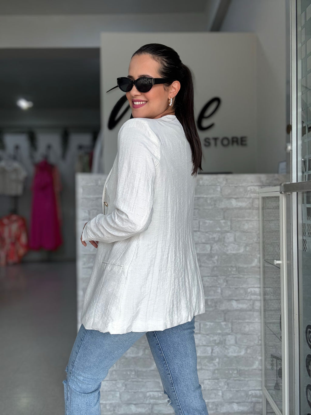 White Linen Blazer