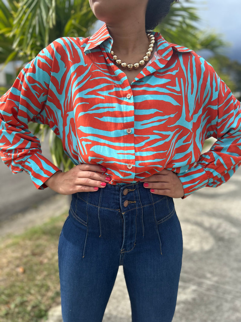 Orange Animal Print Shirt