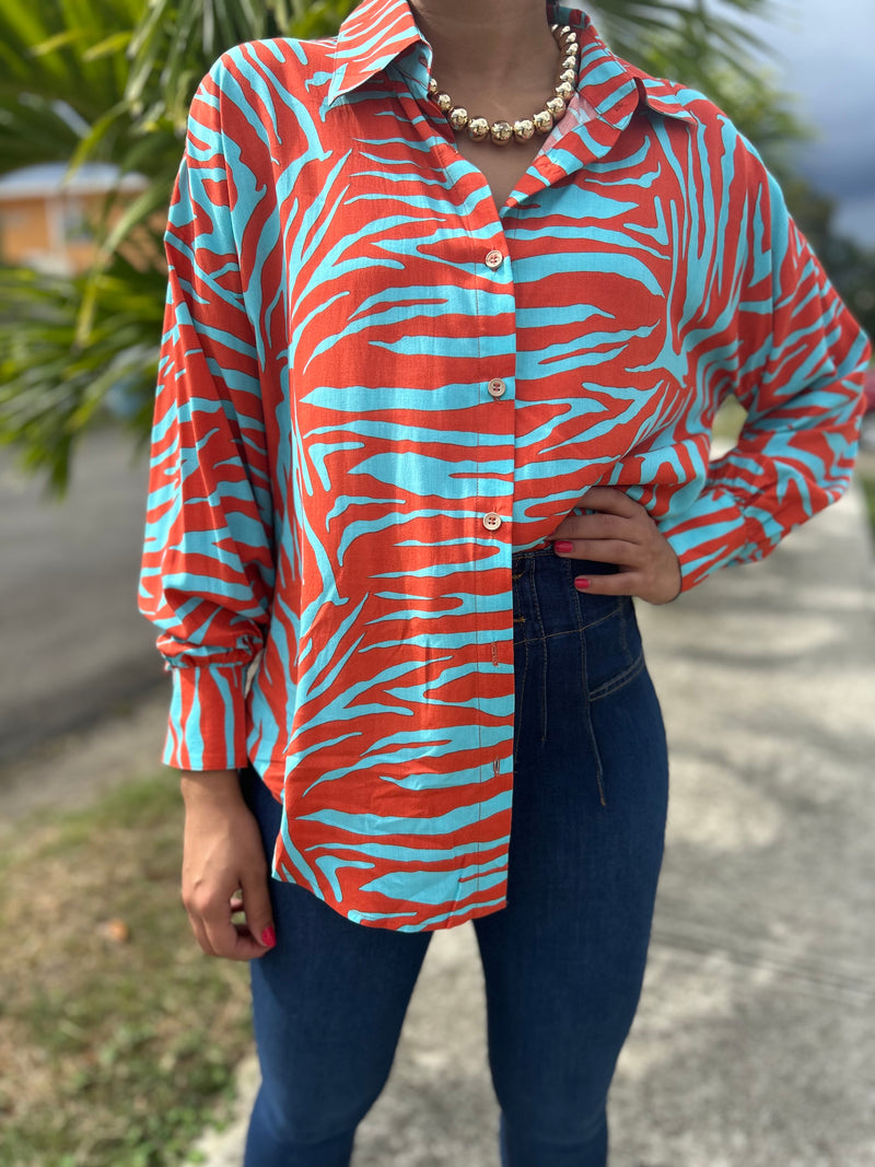 Orange Animal Print Shirt