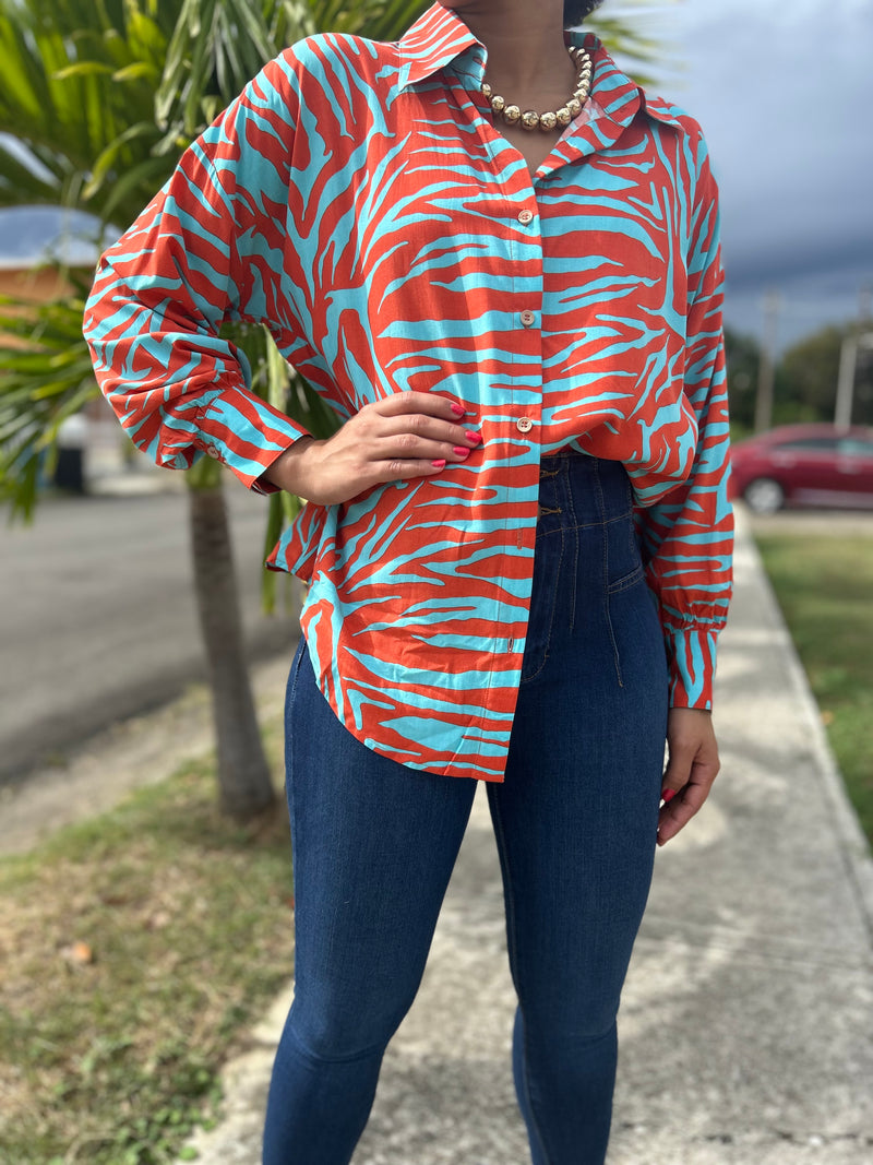 Orange Animal Print Shirt