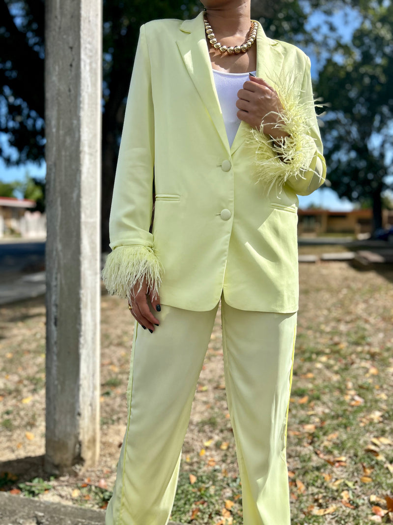 Lime Ice Feathers Blazer