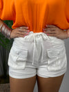 White Linen Cargo Short