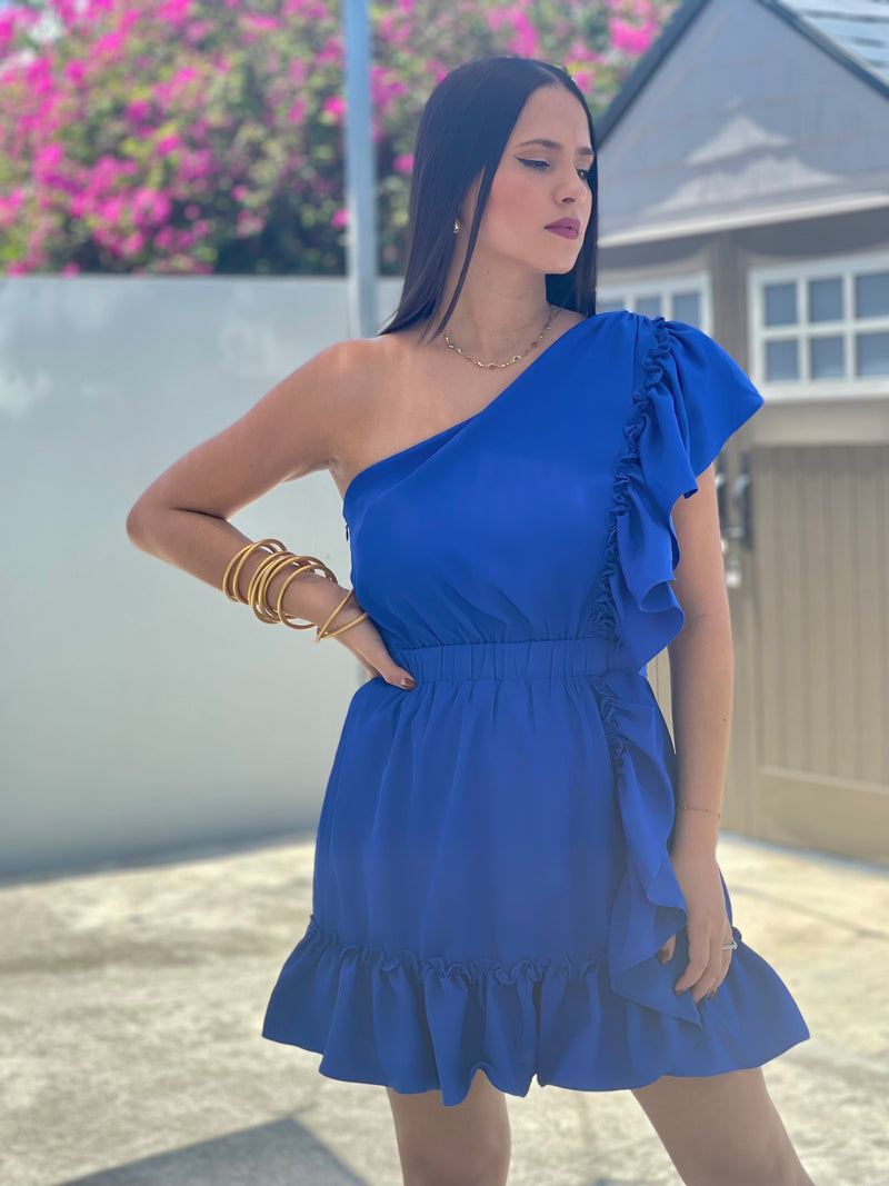 Royal Blue One Shoulder Dress