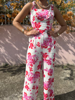 Red Tropical Cut Out Jumpsuit