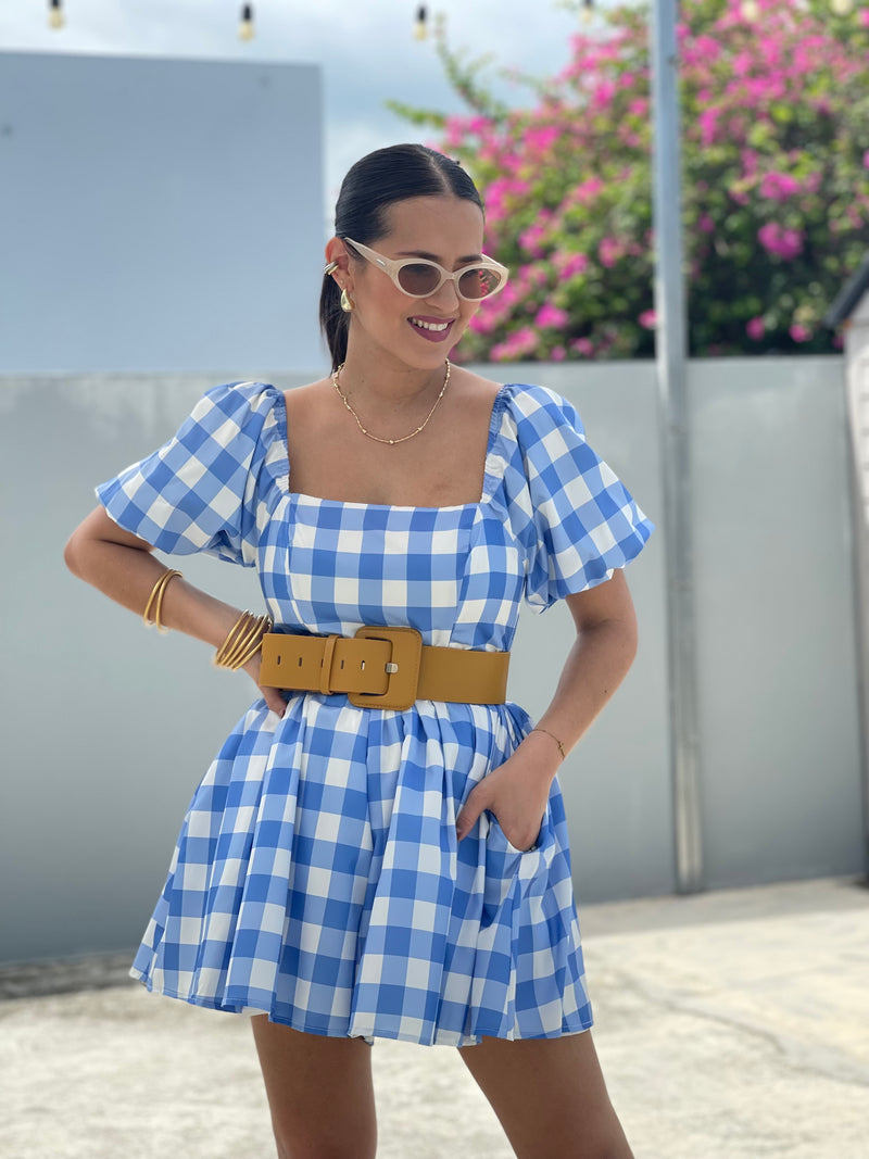 Blue Gingham Romper