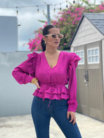 Magenta Ruffles Blouse