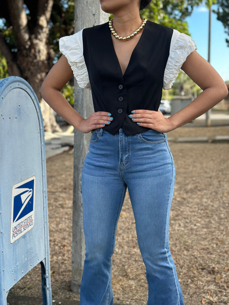 Puffy Black & White Vest