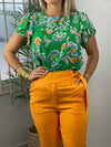 Green Tropical Ruffles Blouse