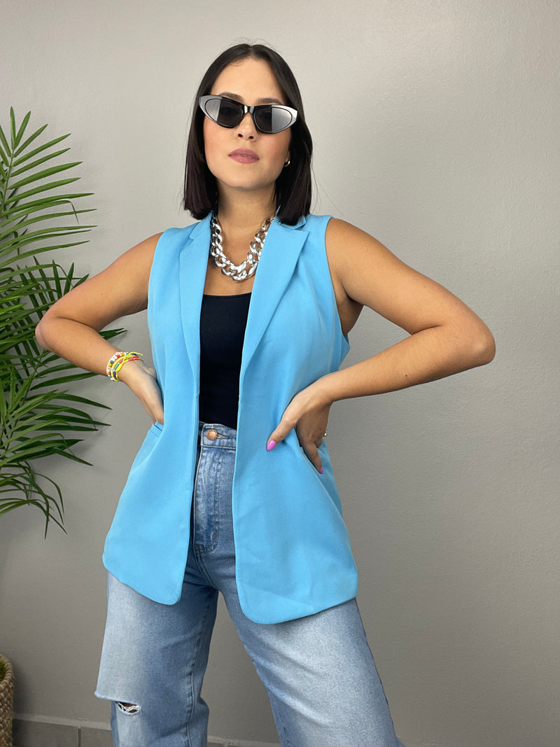 Sky Blue Vest Blazer