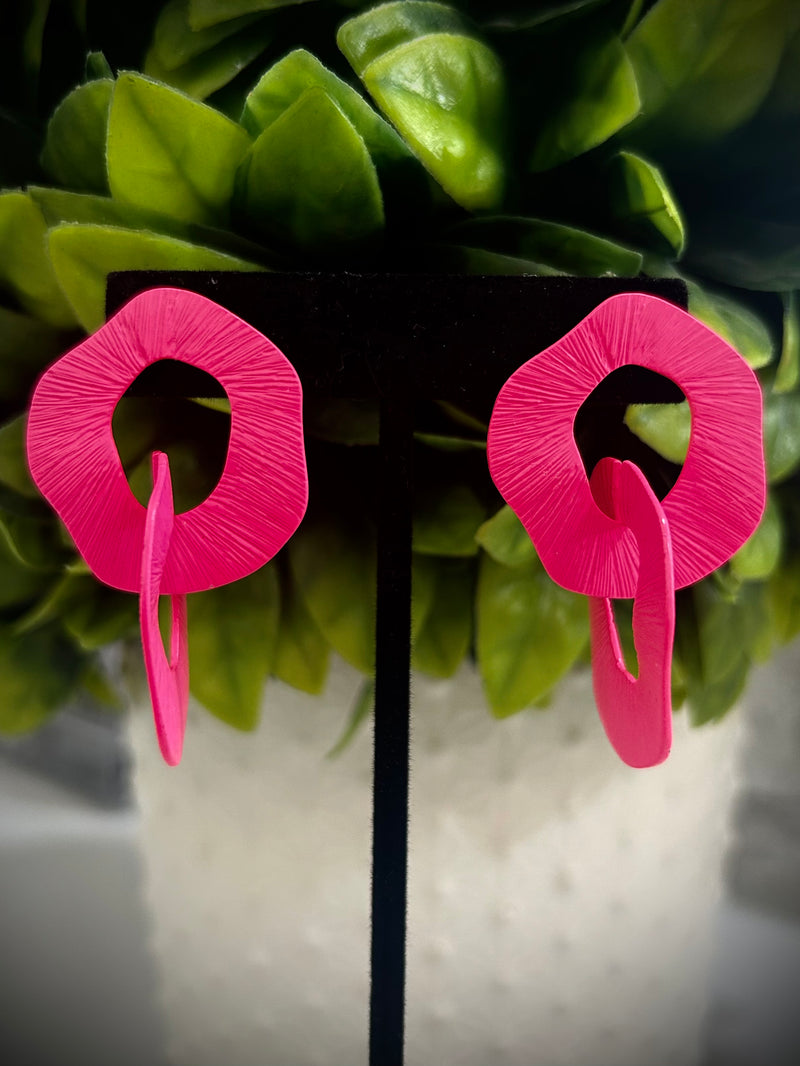 Fuchsia Circle Earrings