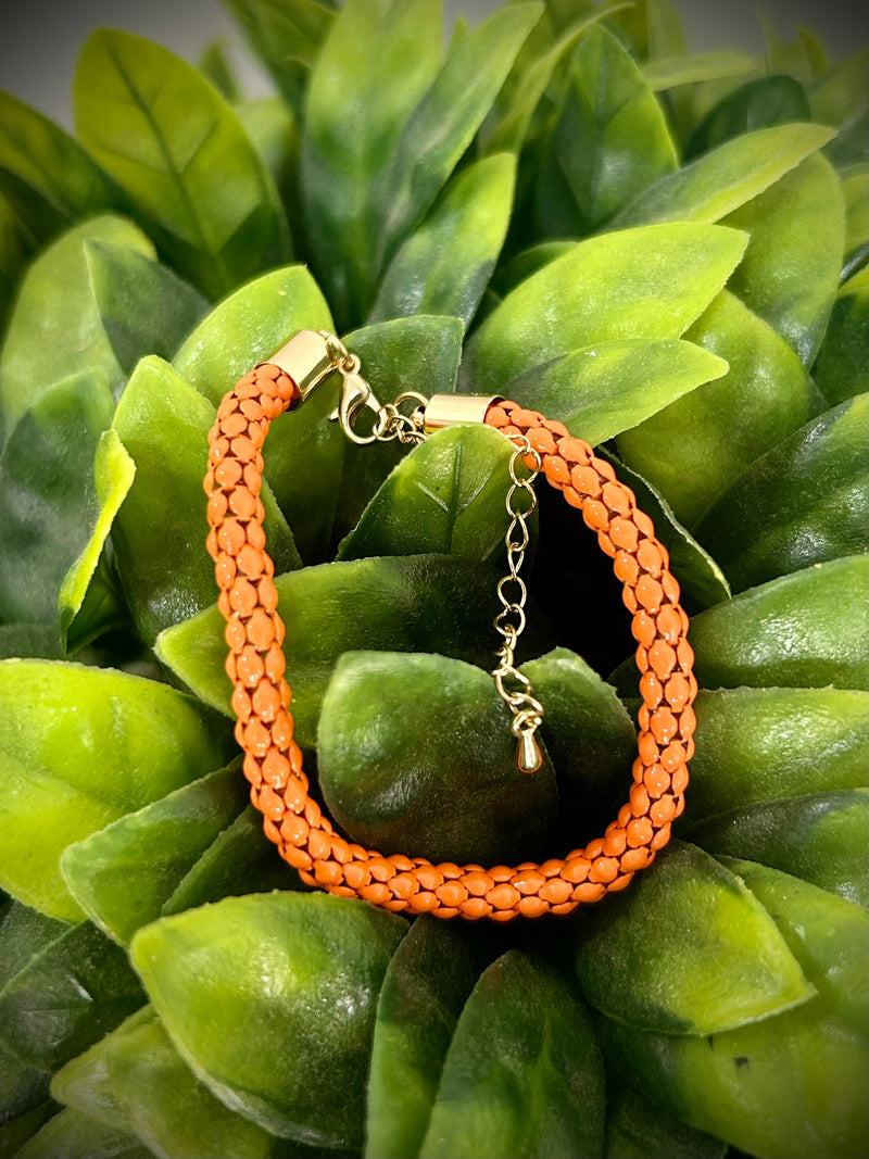 Orange Mesh Chain Bracelet