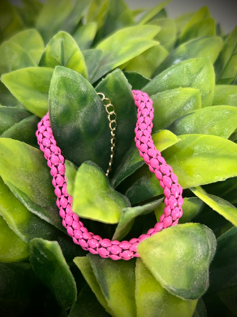 Pink Mesh Chain Bracelet