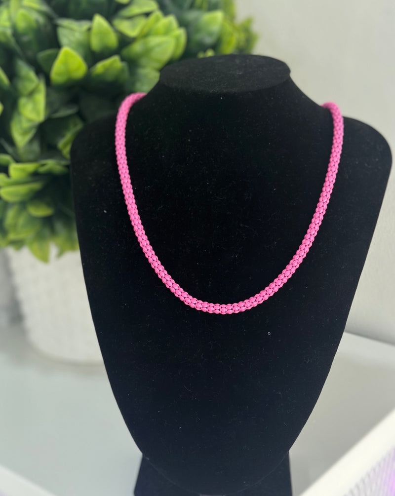 Pink Mesh Chain Necklace