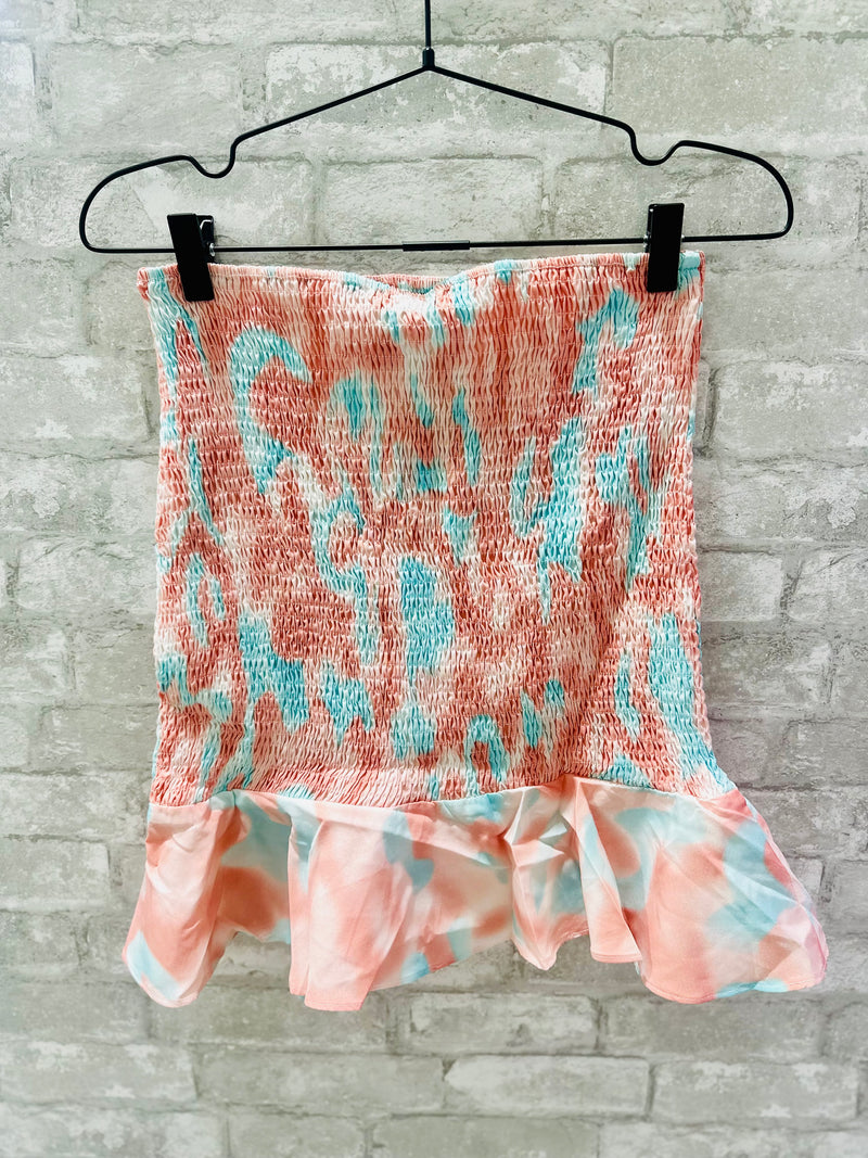 Coral & Aqua Crop Top Set