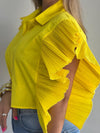 Yellow Pleated Blouse