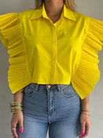 Yellow Pleated Blouse