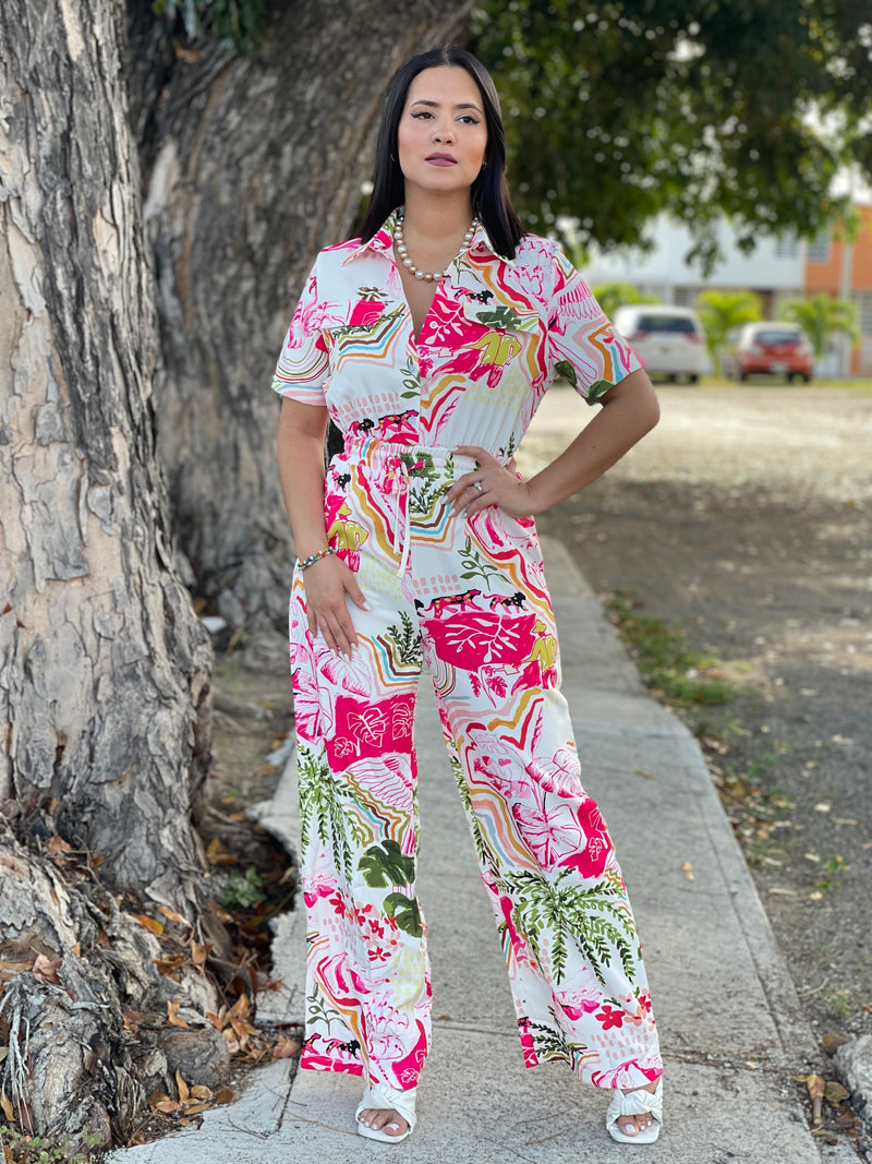 Pink Printed Jumpsuit