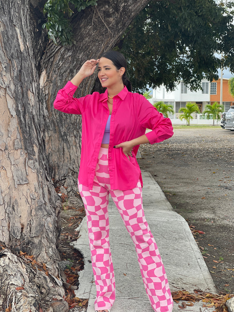 Fuchsia Buttons Blouse