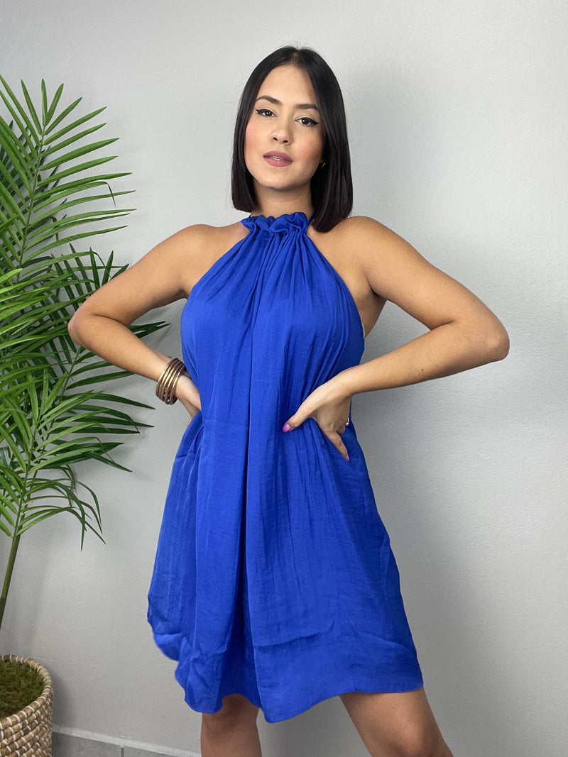 Capri Blue Halter Dress