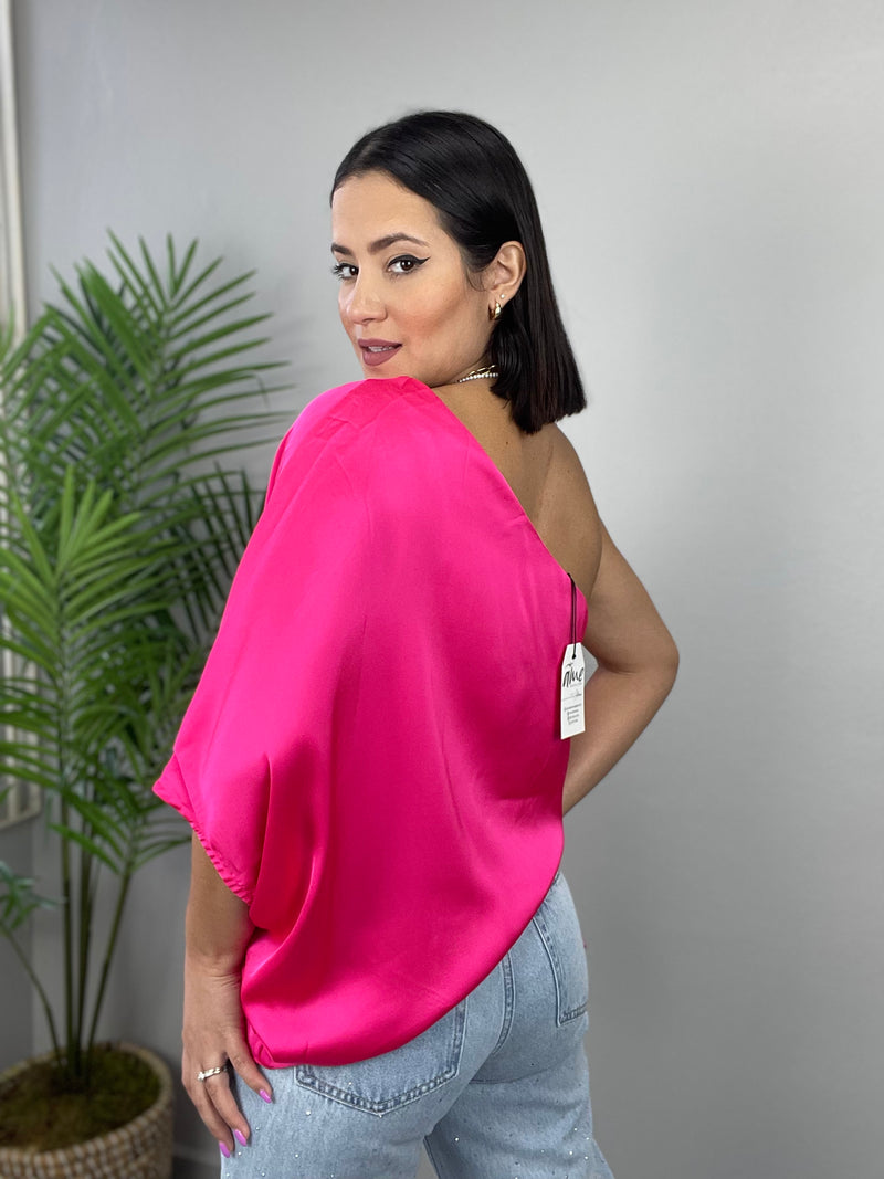 Pink One Shoulder Blouse