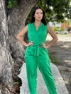 Green Satin Jumpsuit