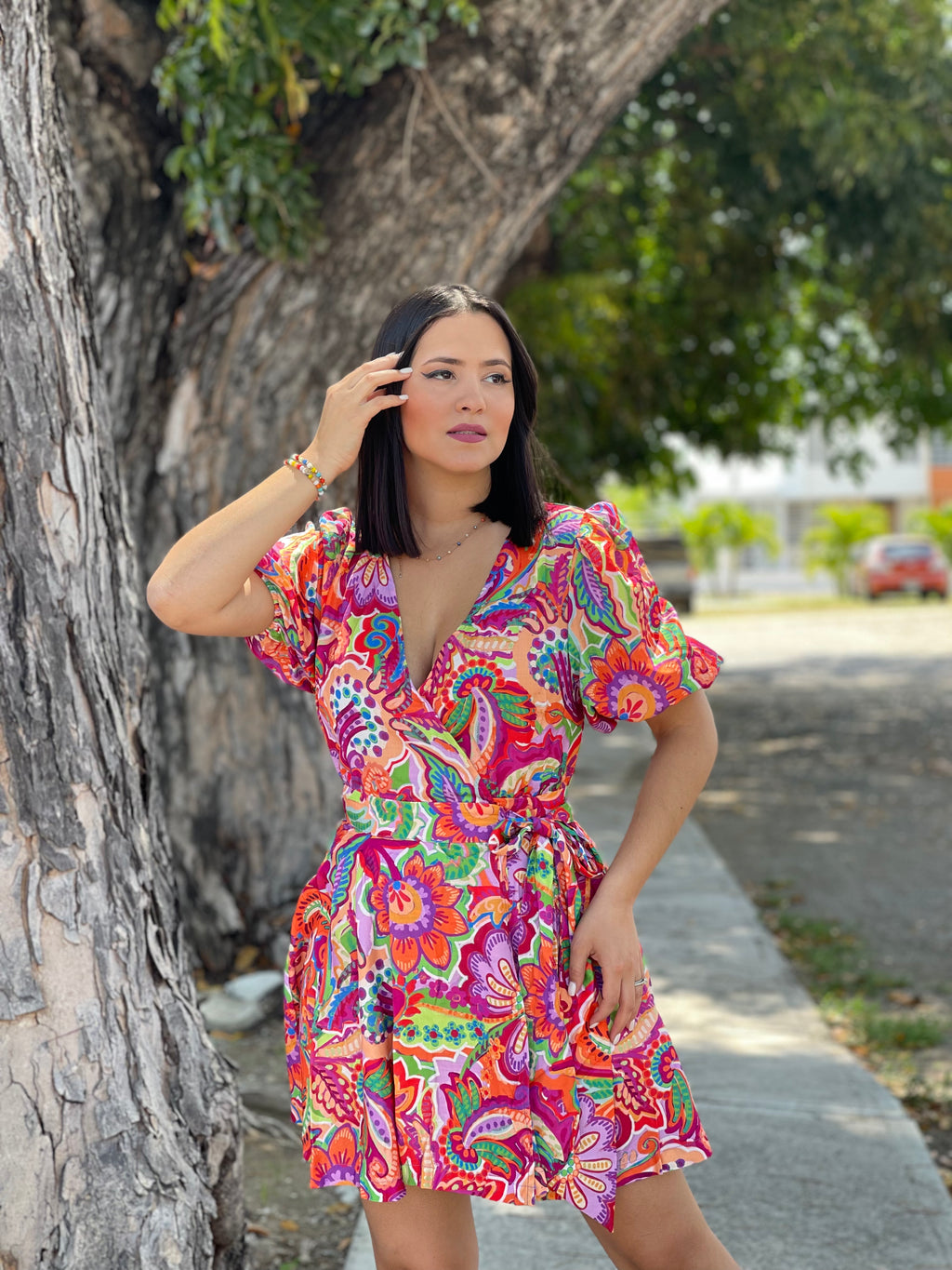 Whistles capri top print wrap dress