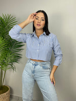 Blue Stripes Crop Shirt