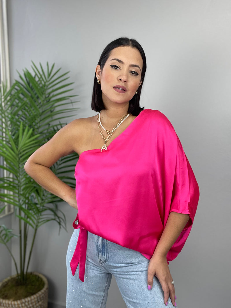 Pink One Shoulder Blouse